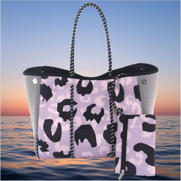 Neoprene Beach Bag Waterproof for Beach and Pool, Spacious 45cm x 18cm, Handheld and Shoulder Carry, Printed Design