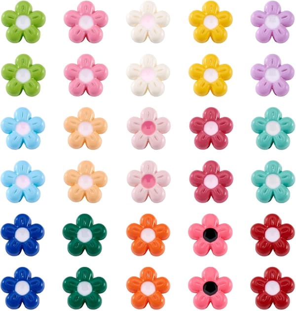 30 st blomma akrylpärlor bakfärg ogenomskinlig distans 11 mm