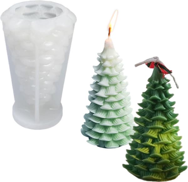 Juletre silikonlysform - ett stykke - 78 ml - lystilvirkning - 6,5 cm