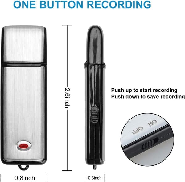 Digital Diktafon 8GB Digital Stemmeopptaker, USB Oppladbar K
