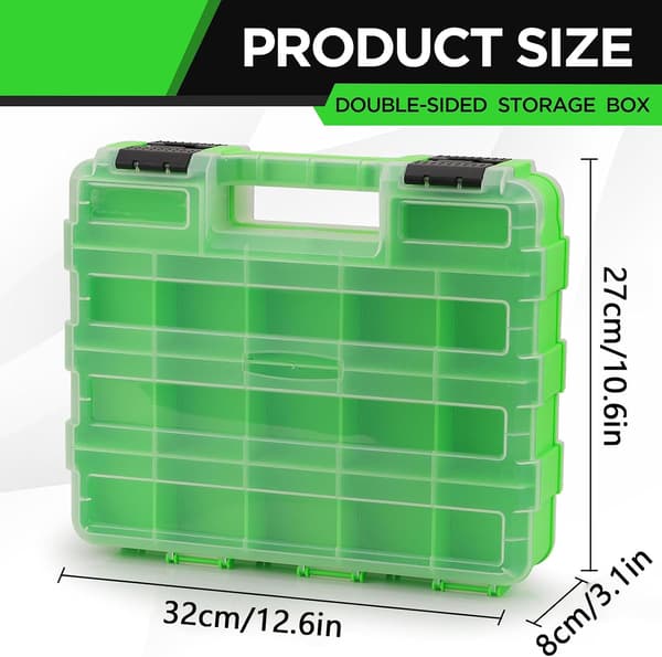 bærbar organizer med 34 rum, transparent grøn - Grün