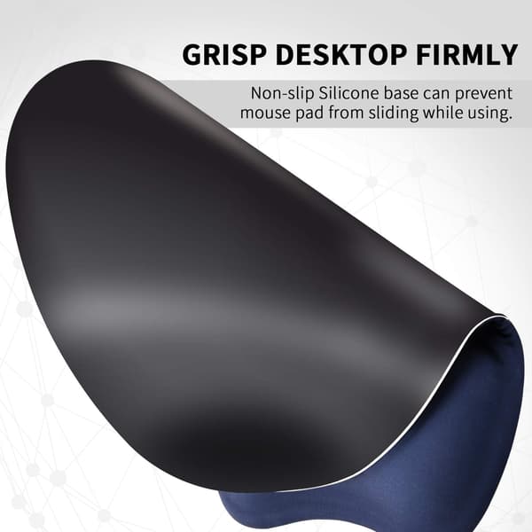 Marineblå musemåtte med ergonomisk håndledsstøtte, 4 mm memoryskum P