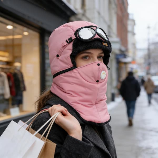 Generisk vintermössa för män, vindtät och varm rosa - Rosa