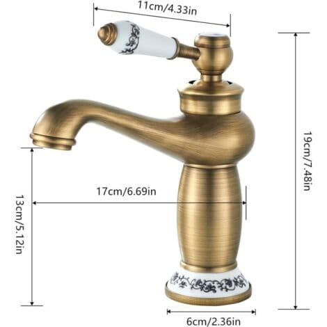Retro Bathroom Faucet, Single Handle Faucet with Ceramic Handle, Hot and Cold Water Mixer for Bathroom, Brass