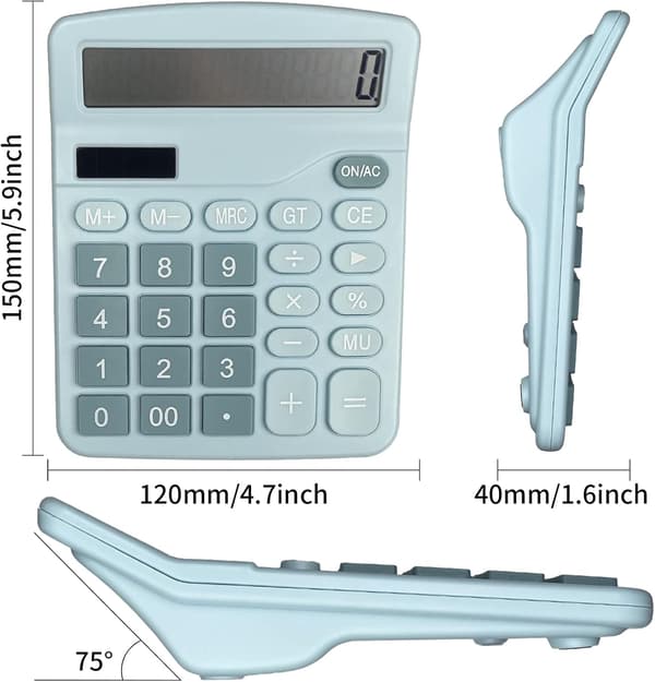 Student Calculator, 12-Digit LCD Large Screen Solar Powered Desktop Calculator