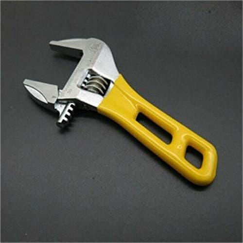 Compact Adjustable Wide Handle Wrench, Lightweight, Yellow - 11.5 cm