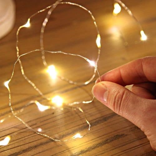 Mini LED-lyskæde med batteri, 2 stk. lyskæder med batterier, 2m