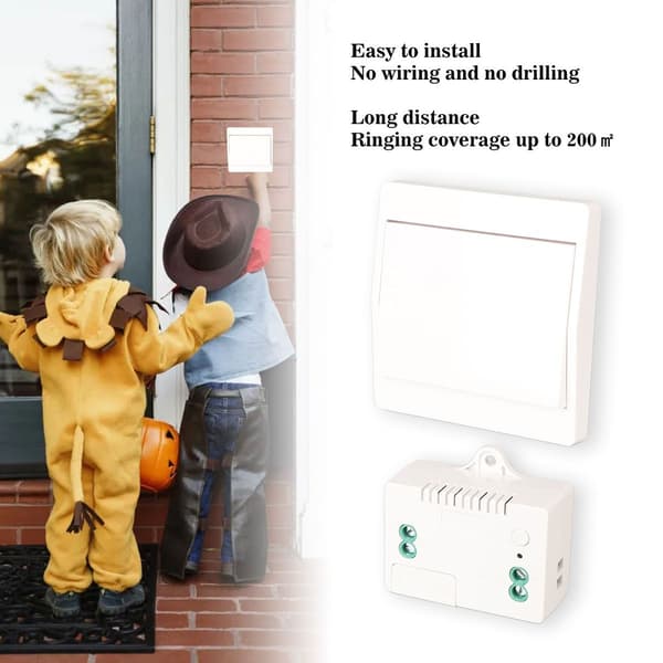 Wireless Doorbell with Self-Powering for Long Distances, Battery-Free KLB