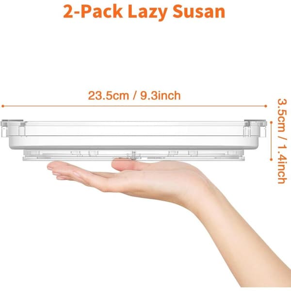 360° Rotating Refrigerator Turntable 23.5 cm 2 Pcs for Spices Bottles Cosmetics Fruit Kitchen Storage