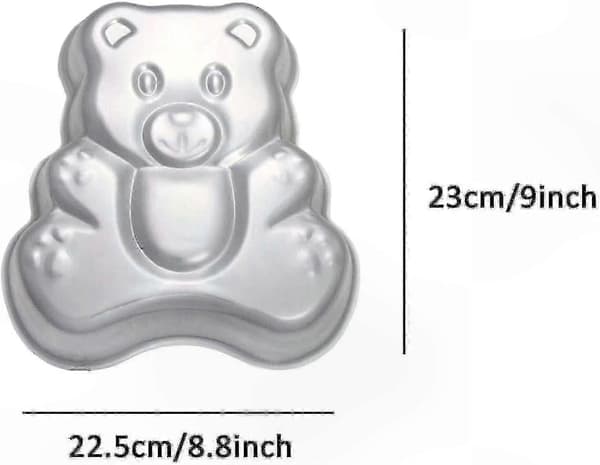 Aluminium 3D Bjørneformet Kakeform, 23 cm Bakeform for Bursdagskaker (LGL)