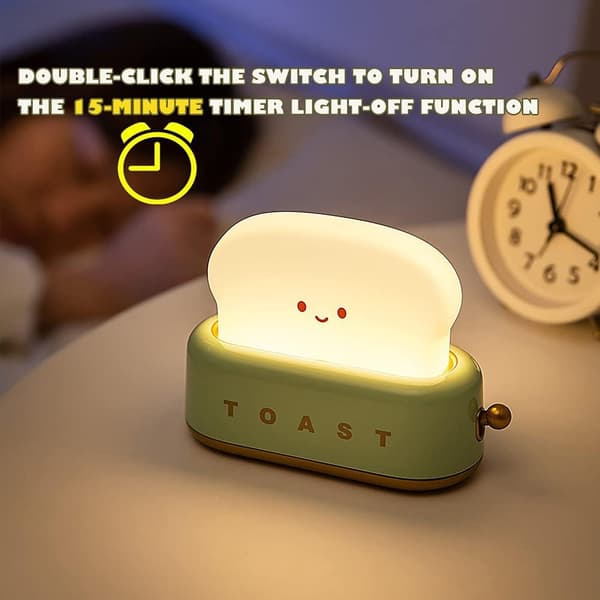 LED Toast Bread Night Light, Cute USB Rechargeable Night Light
