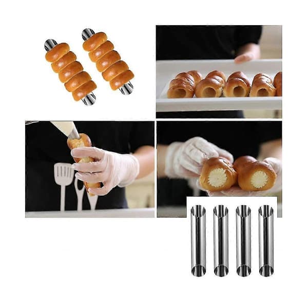 30 stk Cannoli Rør Forme Sæt Rustfrit Stål Non-stick Flødehorn Danske Bageforme Til Skaller Cr (FMY) Silver