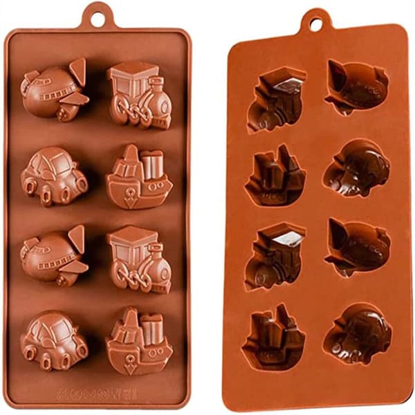 Silikoneform til chokolade og bagning biler, både og tog