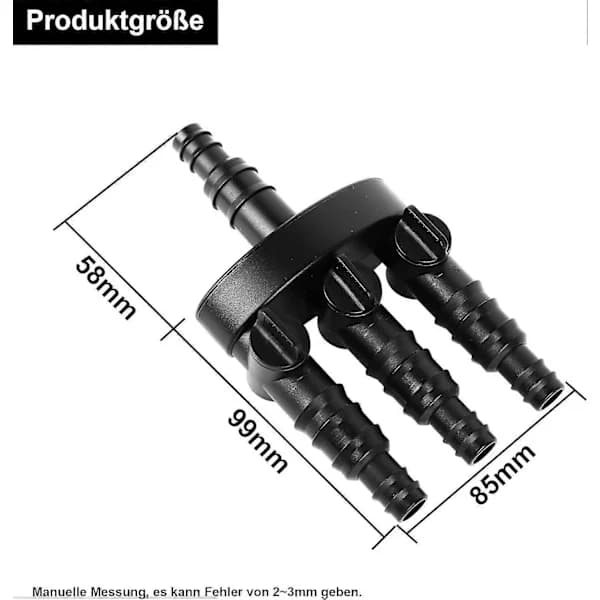 Hose distributor 3-way for fountains and water features, hose coupling
