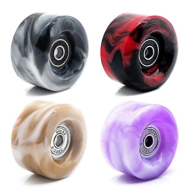 4 stk. rulleskøjtehjul med lejer til dobbelt rulleskøjteløb og skateboard 32mm x 58mm 82a, sort