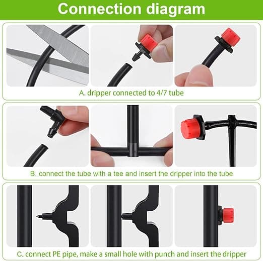 200 stk justerbare vanningsdryppere, 1/4'' dryppvanningssystem