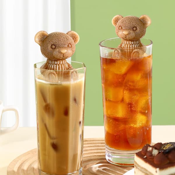 3D Bamse Silikone Isterningbakke, Genanvendelig (Orange)