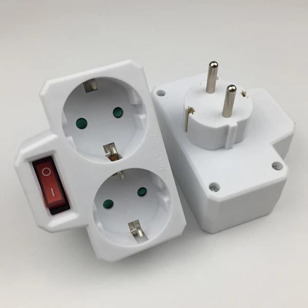 250V Dobbelt Dobbeltstik med Afbryder Hvid Stik