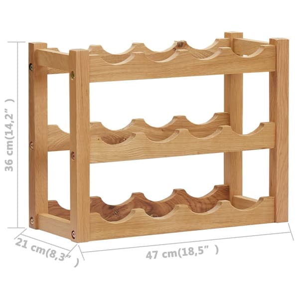 vidaXL Vinstativ for 12 flasker 47x21x36 cm heltre eik Brun brown