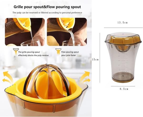 Manual Juicer Citrus Juicer Press Machine with Scale, Seedless Hand Juicer Safe Fast and Efficient Juicing