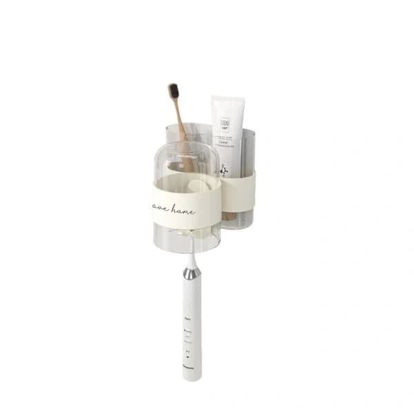 Wall-mounted toothbrush holder for bathroom Toothpaste rack Storage rack with mug. white white white