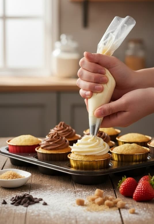 Muffinsform med låg 30 stk. Cupcakeform Aluminium Rød, Guld og Kaffebrun