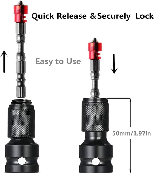 2-pakning 1/2\" firkant til 1/4\" sekskantet hylseadapter, hurtigkobling C