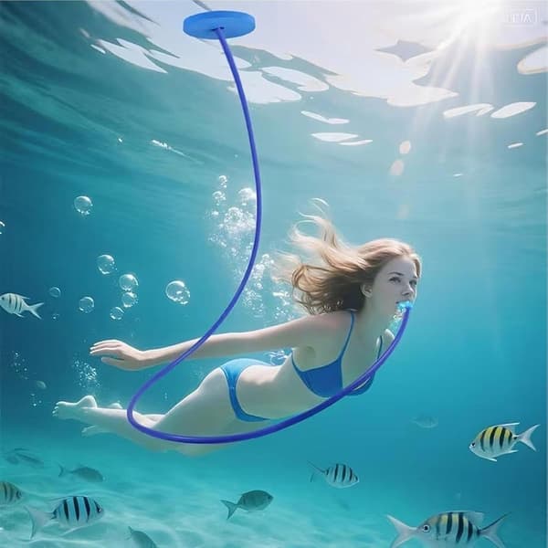 Snorkel for voksne, bærbar, helt tørr, flytende hode, 4,5 m -