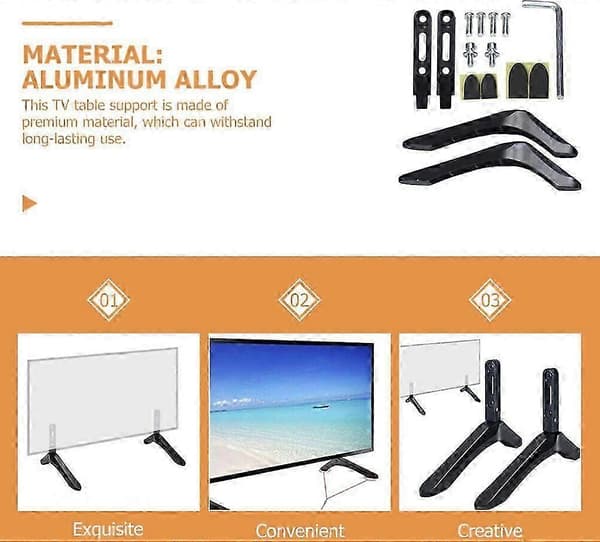 Universal TV Stand for 32-65 inch Flat Screen TVs, Height Adjustable Steel Table Top Base, Compatible with Major Brands