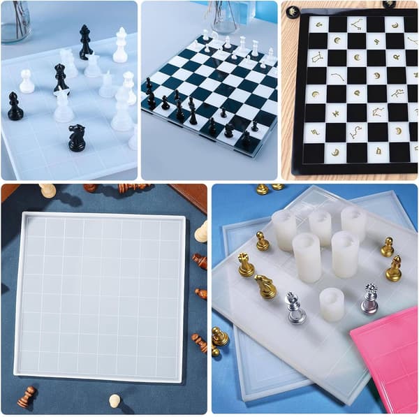 DIY Skakbræt Silikoneform til Epoxyharpiks Krystalgivning, Manuel Skakform