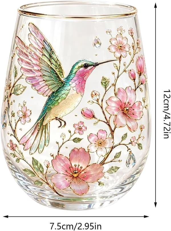 tekoppar i glas, blommönster, vattenmugg kolibri - Kolibri