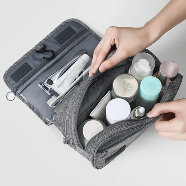 Toilettaske, Nødvendighedstaske, Kosmetiktaske, Makeup Organizer til Mænd og Kvinder (Sort)