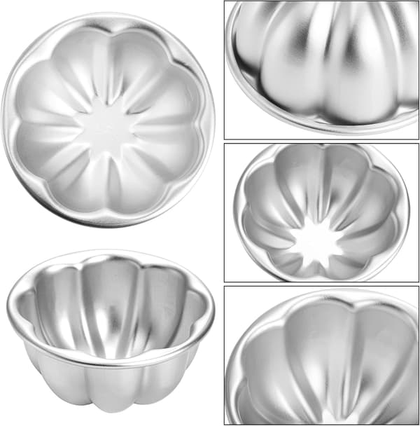 12 stk. æggetærteforme, buddingforme i aluminiumslegering, genanvendelige tærteforme, muffinforme til bagning, blomsterform, non-stick