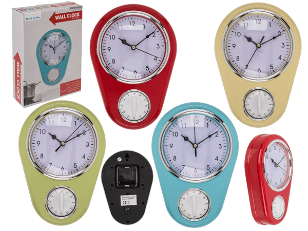 Out of the Blue Wall Clock Kitchen with Timer Green 0.37