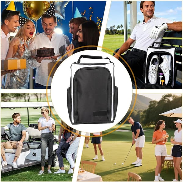Golfskopose for menn, oppbevaring med glidelås og grep -