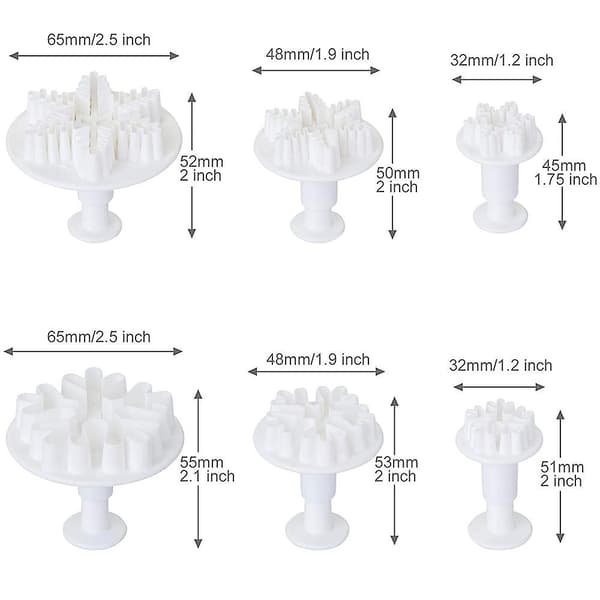 6-pack Fondant Cookie Cutter Snowflake Cookie Cutter Ejector Stamp Cake Decorating Set