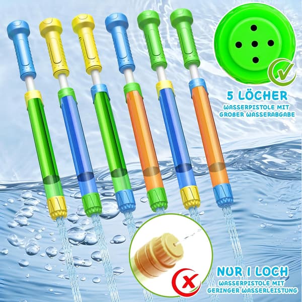 6-pack 32 cm water guns for children with 8-10 m long range, beach toy