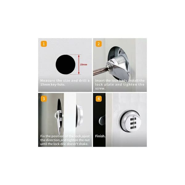 Combination Lock with Bolt and Latch, Password Code for Drawers, Cabinets, Mailboxes, Doors, Furniture Security, Silver, 2-Pack