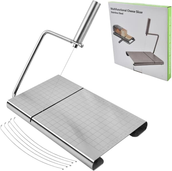 Cheese Slicer for Hard Cheese, Butter, Sausage, and Ham. Includes 5 Extra Wires.