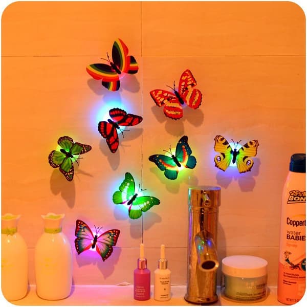 LED Sommerfugledekoration Lys Farverig Natlampe 3D Sommerfugl
