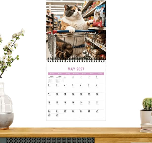 kalender katter 2027, januar til desember, katteprint -