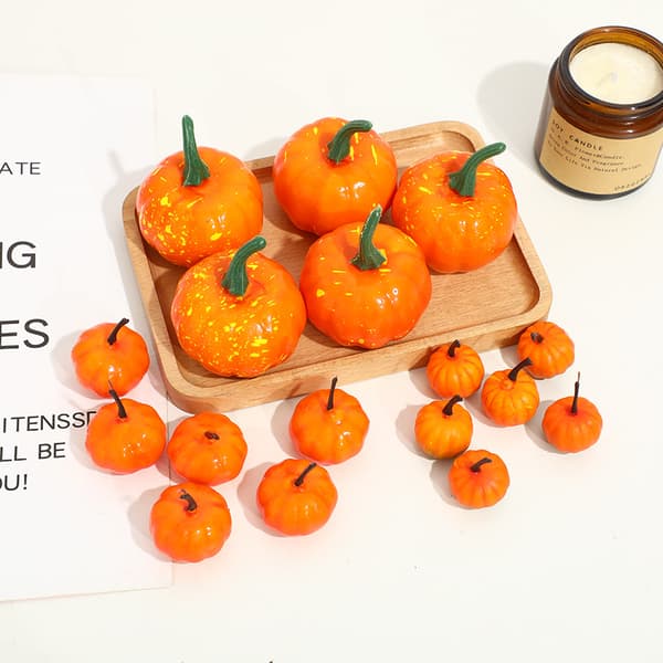 16 Pieces Mini Pumpkins, Artificial, Lifelike, Autumn Harvest