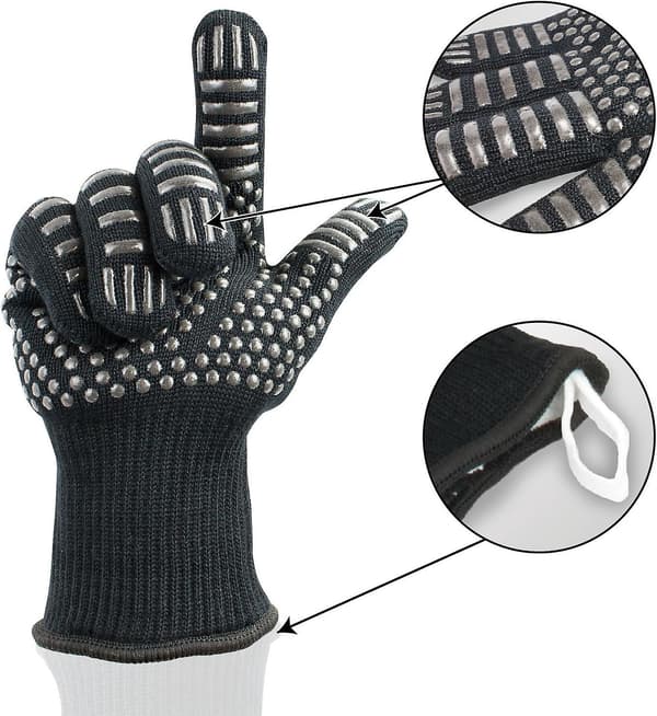 BBQ - Premium BBQ-grill- og ovnhandsker (1 par) Op til 500C Ifølge EN407 Sort