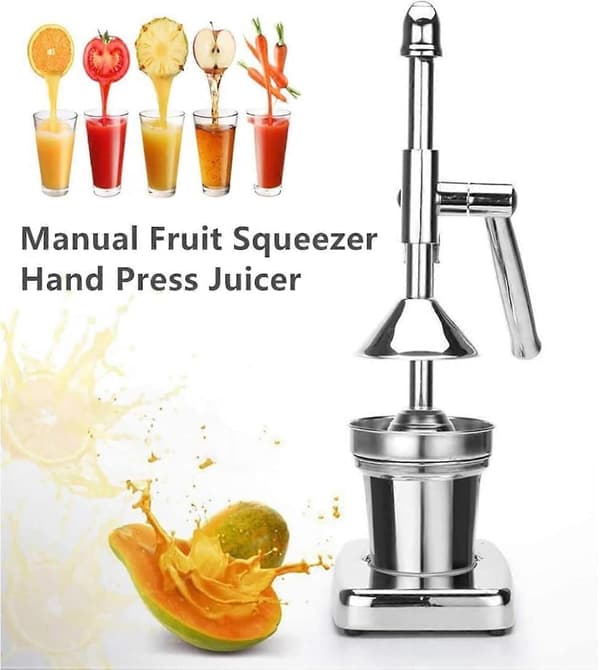 Manuel citruspresser i rustfrit stål, 45 cm høj appelsinpresser til frisk juiceudvinding