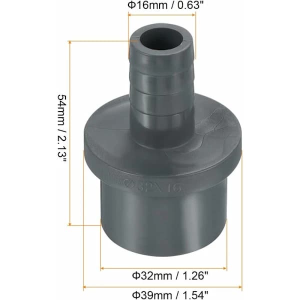 Supistusliittimet 32x16mm, 1 kpl Suora adapteri, Harmaa