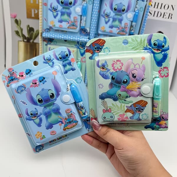 Disney Stitch Notesæt - Premium Dagbog med Kuglepen Tilfældig Farve Random Color