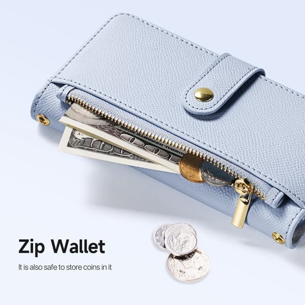 Dux Ducis Wallet Cover til Samsung Galaxy S26 Ægte Læder Magnetisk - Lyseblå