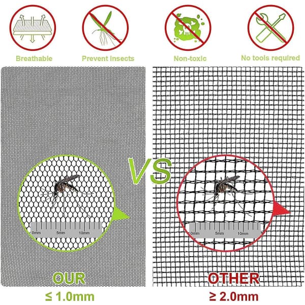 Cuttable Window Screen, Set of 4 Window Screens, Upgraded Fly Screen with Fine Mesh Adhesive Strap