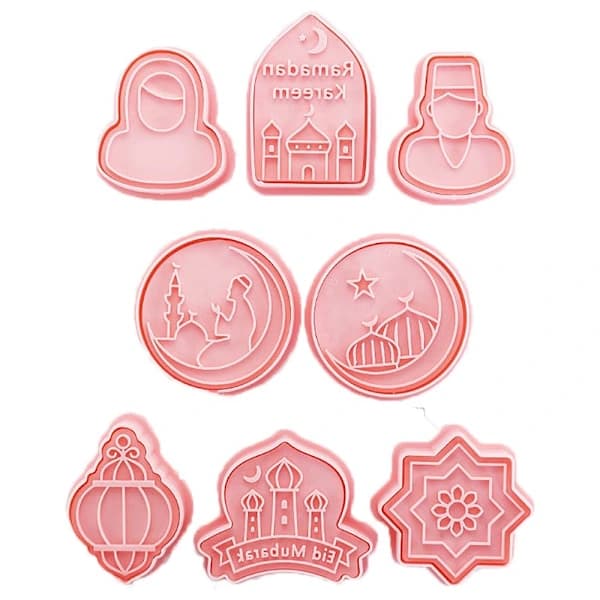 8-pak Kakkeforme Eid Mubarak 3D Kagedejsudstikkere