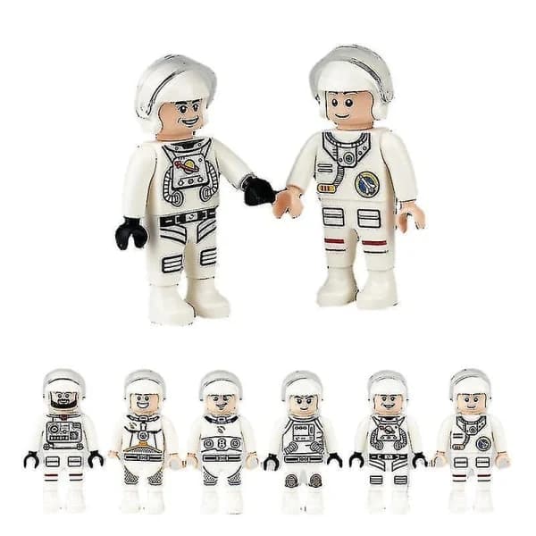 Rumastronaut Byggeklodser Minifigur Legetøj Samlelegetøj 6 stk